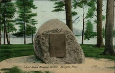 Abington,MA Island Grove Memorial Boulder Leighton 1911 Brockton,Mass 1c stamp