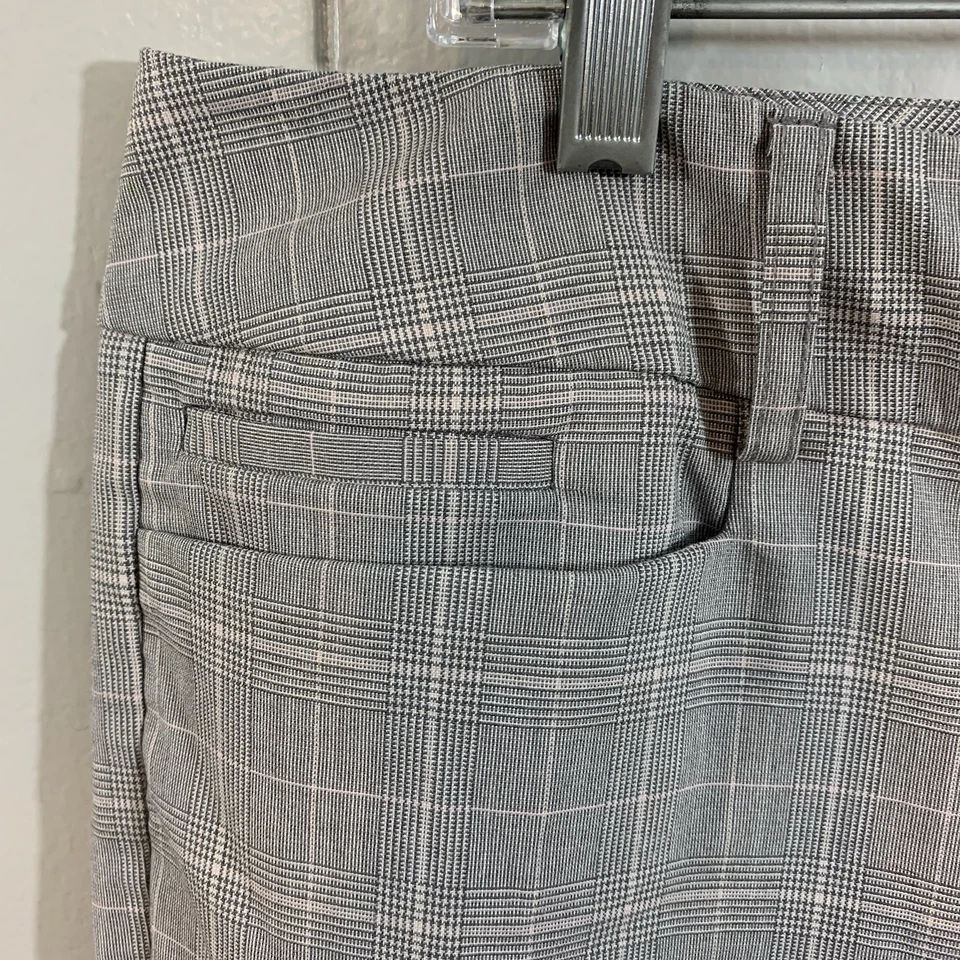 New York & Co Stretch Gray Plaid Bootcut Pockets Career Slacks Pants 14 - Image 4 of 4