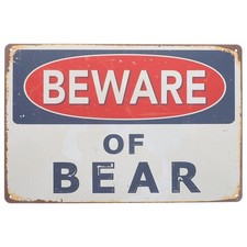 Iron Bear Warning Sign Vintage Bear Funny Sign Yard Warning Sign Backyard Yard