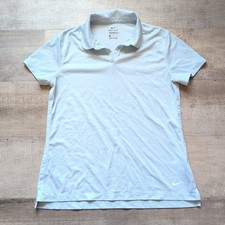 Womens Nike Golf Dri Fit Performance Short Sleeve Polo Shirt M Blue Striped