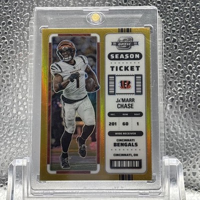 Ja'Marr Chase 2022 Panini Contenders Optic Gold Prizm Jersey Number 1/10 SSP