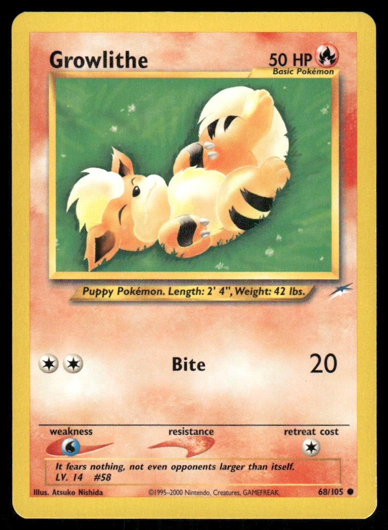 Pokemon Cards Growlithe 68/105 Neo Destiny Common NM