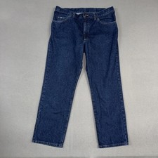 Vintage Lee Jeans Mens 40x30 Fits 38x30 Blue Straight Denim 100 Cotton USA