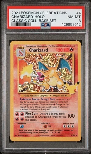 2021 POKEMON CELEBRATIONS CLASSIC COLLECTION #4 CHARIZARD-HOLO PSA 8