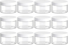 12 Pack 4 Oz Plastic Jars with White Lids, 4Oz Small Plastic Containers