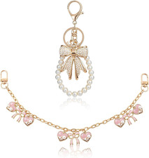 Bag Charm Set for Handbags - Purse Replacement Chain with Pink Chain Keychain