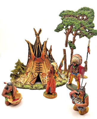 Elastolin 7cm Indianerlager Set - Tipi, Häuptling & Figuren Indianer Deutschland