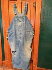 Liberty Bib Overalls Mens Distressed Stonewashed Denim 60 X 30 Farmer Grunge