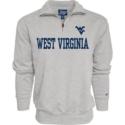 Blue 84 Men's West Virginia Mountaineers Quarter Zip Sweatshirt Grey, Grey, M...