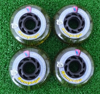 Set of 4 Kryptonics Rampage Inline Skate Wheels - Clear 82A 76mm