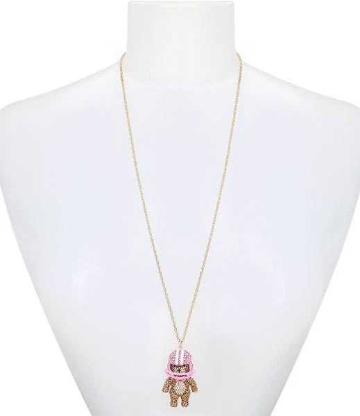 🧸💖🏈NUEVO CON ETIQUETAS Betsey Johnson Oso Rosa Futbolista Collar Largo🏈💖🧸 Foto 3 de 4
