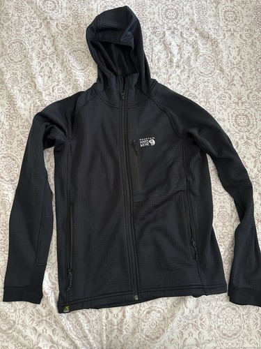 Mountain Hardware Polartec Power Grid Kapuzenpullover mit durchgehendem Reißverschluss für Herren Größe Small schwarz