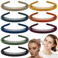 8 PCS Non Slip Fashion Effortless Plastic Headbands with Teeth Comb Skinny Hair