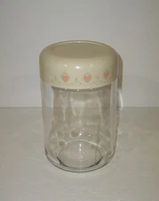 Corelle Gemco Forever Yours Large 8 1/4" x 5" Glass Canister with Plastic Lid