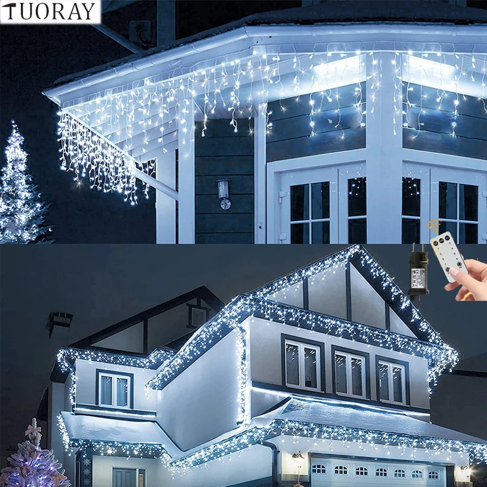 LED Lichterkette Eisregen Party Garten Beleuchtung Weihnachtsdeko Außen Innen DE