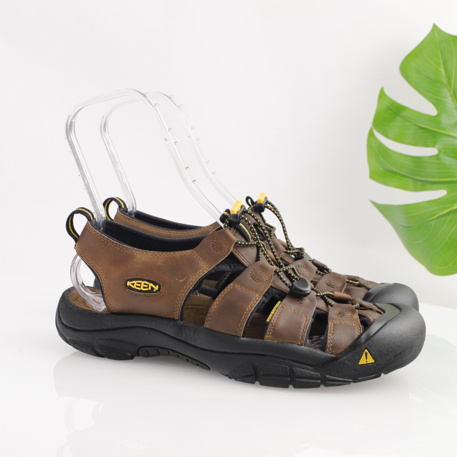 Sandalo Keen uomo Newport pescatore taglia 12 impermeabile pelle marrone sport outdoor