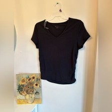 No Boundaries, Black short Sleeve side rouched Top - Size XL