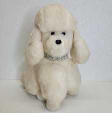 Vintage 1985 24K Polar Puff Vintage White Poodle Dog Andrea Plush Silver Collar