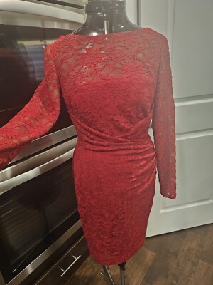 ralph lauren red long sleeve dress Vtg - Lauren By Ralph Lauren Red Long Sleeve Formal Wrap Dress Size 8- EUC!