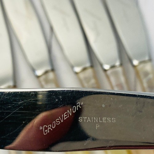 Grosvenor Faux Mother of Pearl P Knives x 6 Stainless Pearlex #2 Vintage Cutlery - Bild 6 von 8