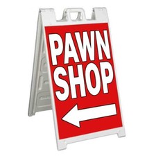PAWN SHOP Signicade 24x36 Aframe Sidewalk Sign Banner Decal LEFT ARROW BUY SELL