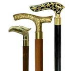 Set of 3 Different Brass Head Handle Victorian 3Fold Wooden Cane Walking Stick