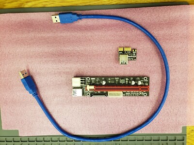 PCI-E 1x to 16x Powered USB3.0 GPU Riser Adapter Card Board Cable MT041122e