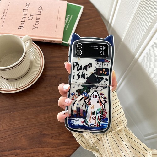 Cartoon Cute Ghost Magnetic Phone Case+Chain For Samsung Galaxy Z Flip 6 5 4 3 - Picture 6 of 14
