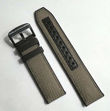 Original Tissot 22mm Beige / Black Rubber Watch Band Strap w/ Quick Release Pins