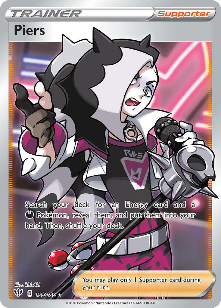 Piers 187/189 SWSH Darkness Ablaze Full Art Holo Ultra Rare