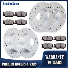 Drilled Slotted Front Rear Rotors and Brake Pads Kit for Nissan Altima Brakes
