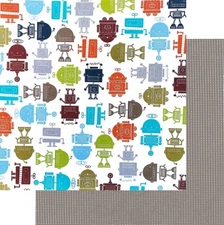 My Mind's Eye, Lil Robots Collection, 2 x 12" Cardstock, Multi Bots, Robot Paper