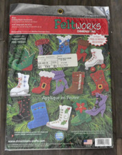 Dimensions Feltworks Applique Kit Holiday Boots Christmas Ornaments Set of 15