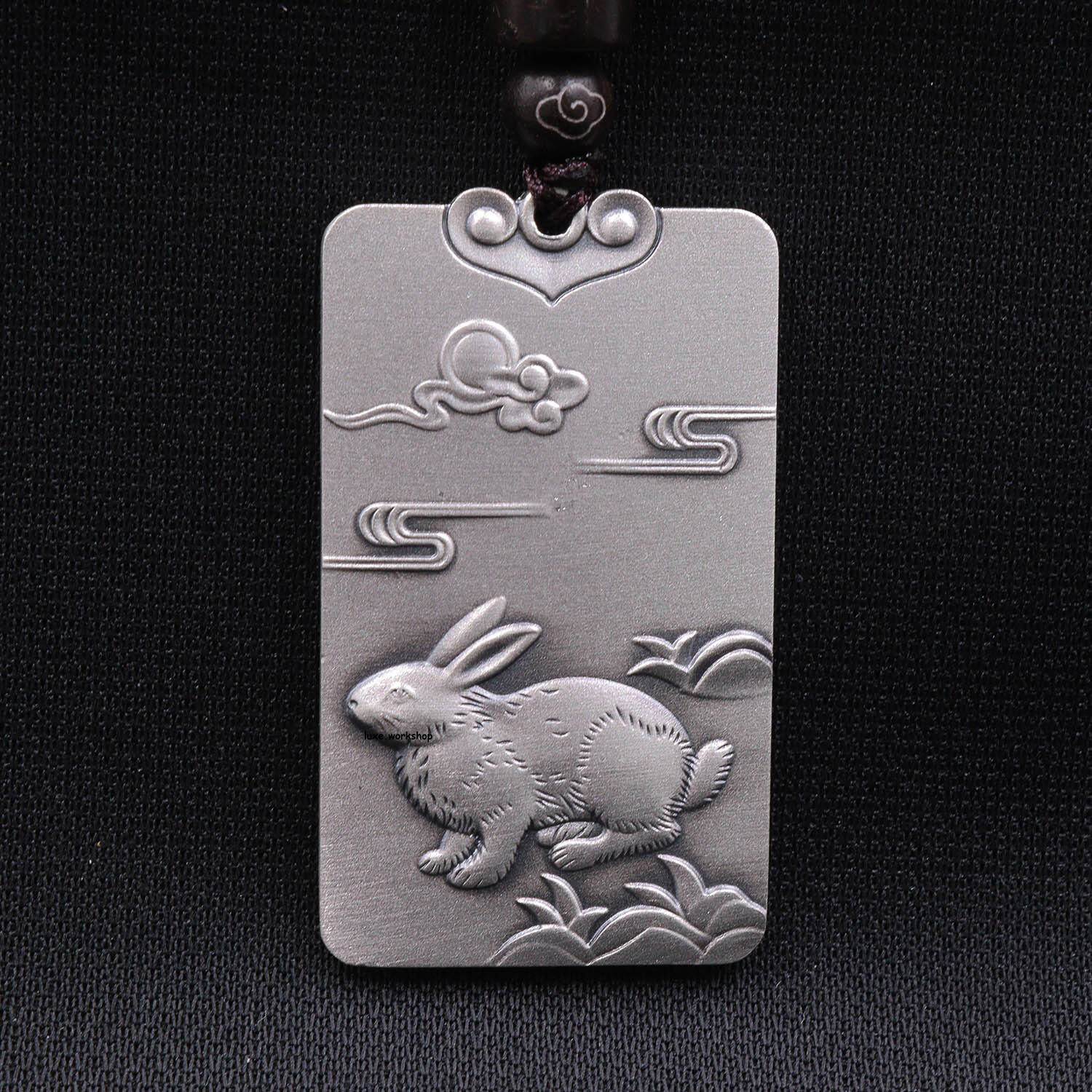 999 Fine Silver Rabbit Bodhisattva Pendant with Satin Finish