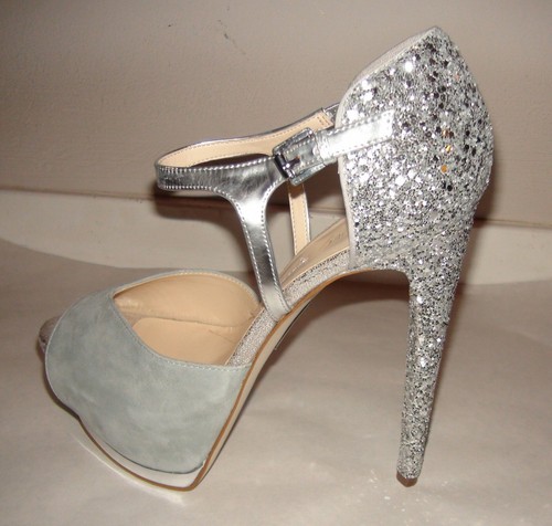 Boutique 9 Nerissa Glitter Light Blue Suede Platform Peep Toe Size 8.5 - Picture 7 of 12