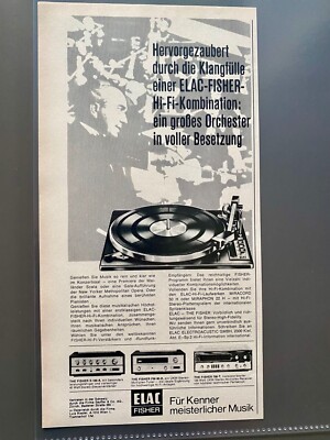 ELAC Fisher HiFi Plattenspieler Original 1967 Vintage Advert Werbung Reklame