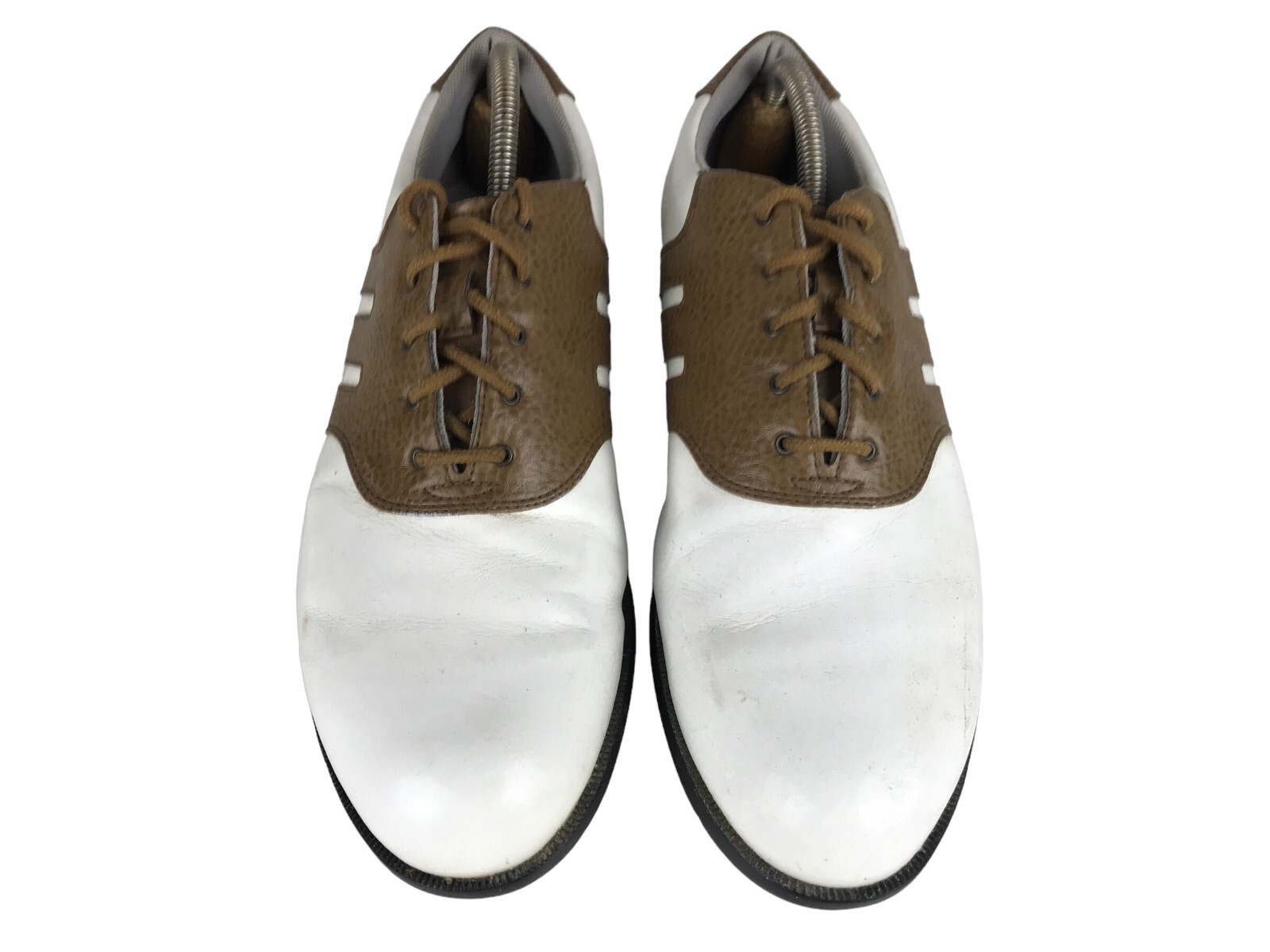 Adidas Golf Cleats Mens White Brown EVN 791 Leather Lace Up Athletic Size US 11 thumbnail 4