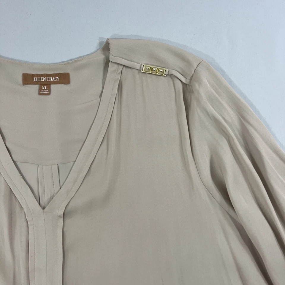 Camisa Top Ellen Tracy Mujer XL Acentos Dorados Foto 3 de 4