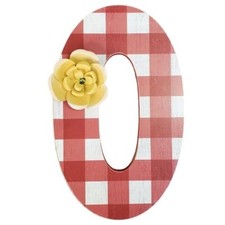 Red  White Gingham Plaid "O" Wood Initial Monogram Letter Wall Decor NEW