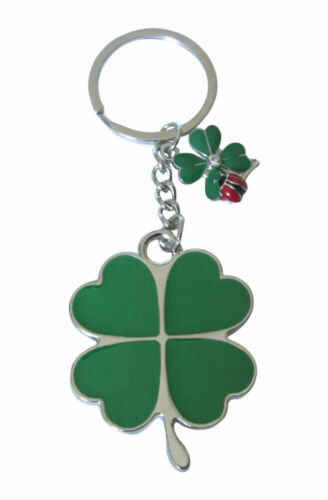 Keychain, Green Four Leaf Clover Ladybug Bag Charm, Lucky Charm - Picture 1 of 1