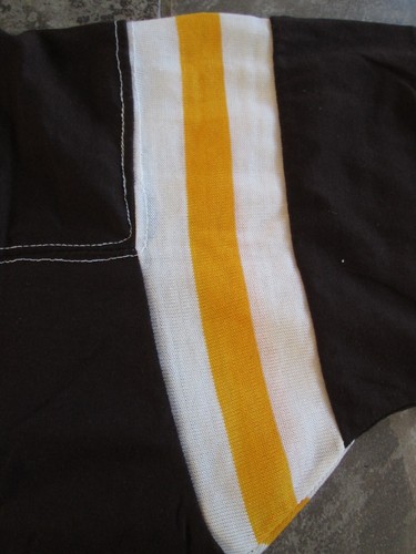 NUEVA Camiseta Vintage SPORTSWEAR Timbre en Blanco Pequeña 34-36 Marrón Amarillo Rayas EE. UU. - Imagen 13 de 16