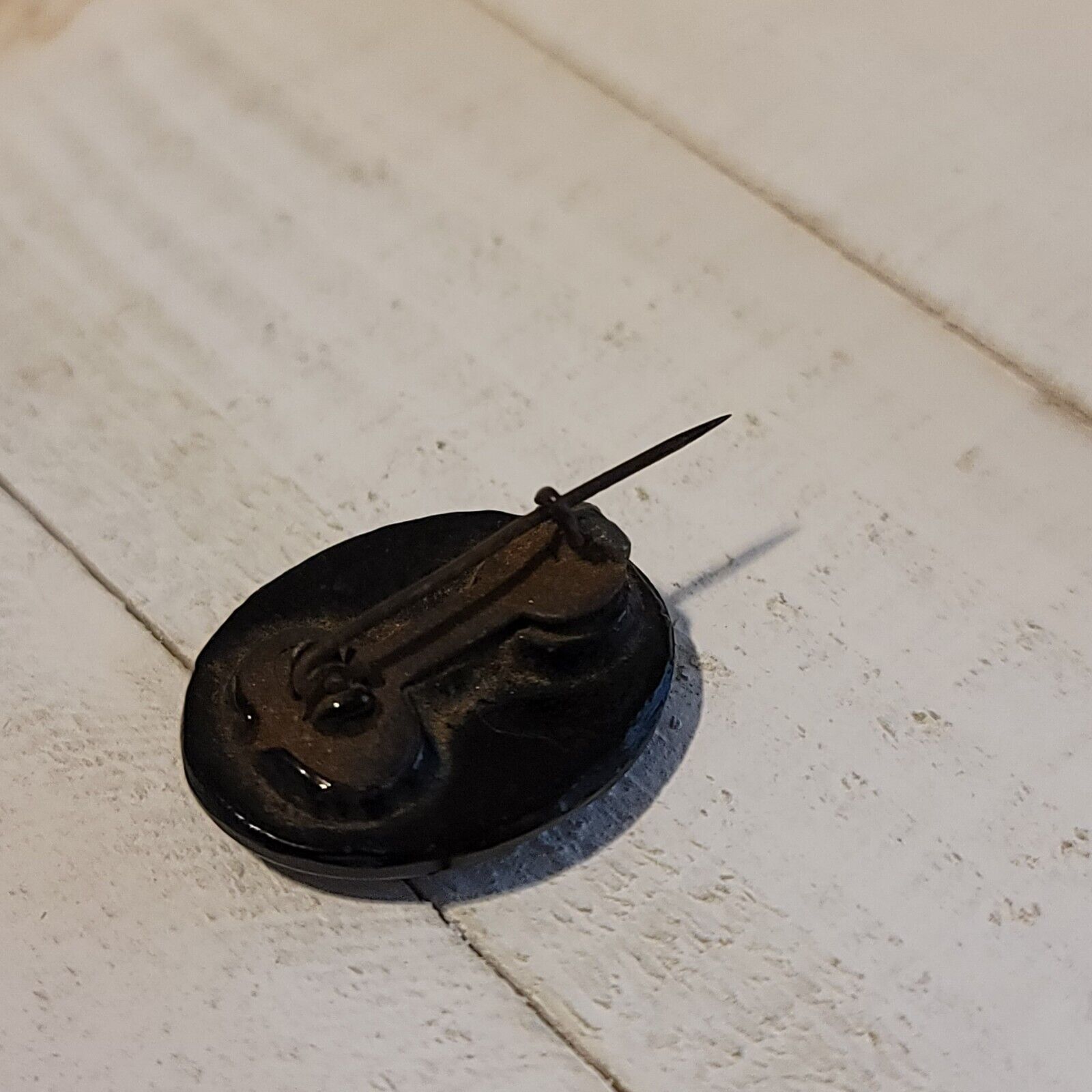 Vintage Black Oval Brooch - image 2