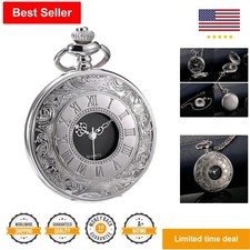 Stylish Quartz Pocket Watch with Roman Numerals Scale  Chain Belt - Silver