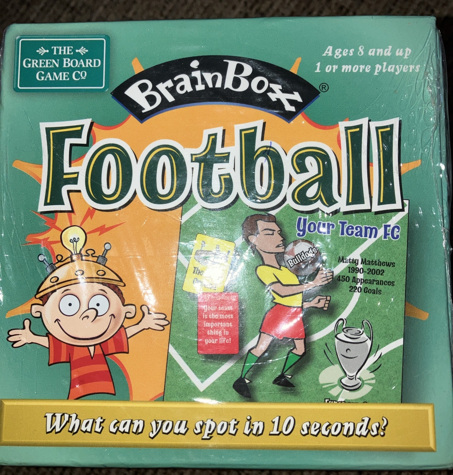NEW SEALED BRAINBOX - FOOTBALL Ten Minute Brain Challenge Educational Game Fun