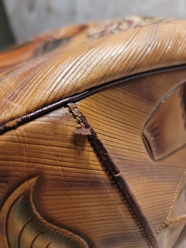 Vintage Hand Tooled Leather Bowling Ball Bag Custom Design with Handles Dancers - Picture 12 of 17