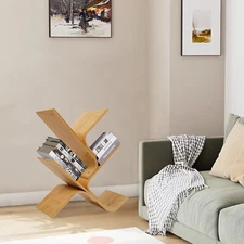 Tree Bookshelf 4Tier Book Storage Organizer Shelves Bamboo Tree Bookcase Display