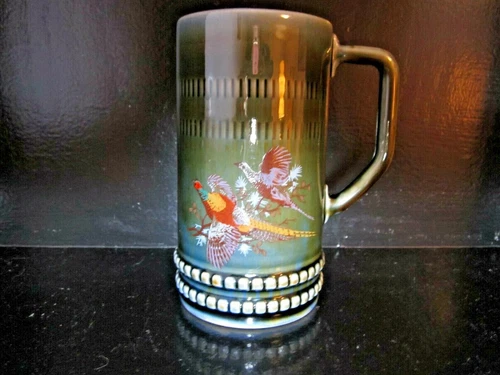  VINTAGE WADE IRISH PORCELAIN 20 oz Tankard/Stein/Mug PHEASANTS 