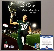 CONNOR COOK SIGNED 2014 ROSE BOWL MVP MICHIGAN STATE 8X10 PHOTO BAS BECKETT COA