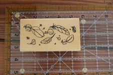 ANITA'S Bird Feather Leaves Leaf Fall Autumn Rubber Wood Stamp 1999 O