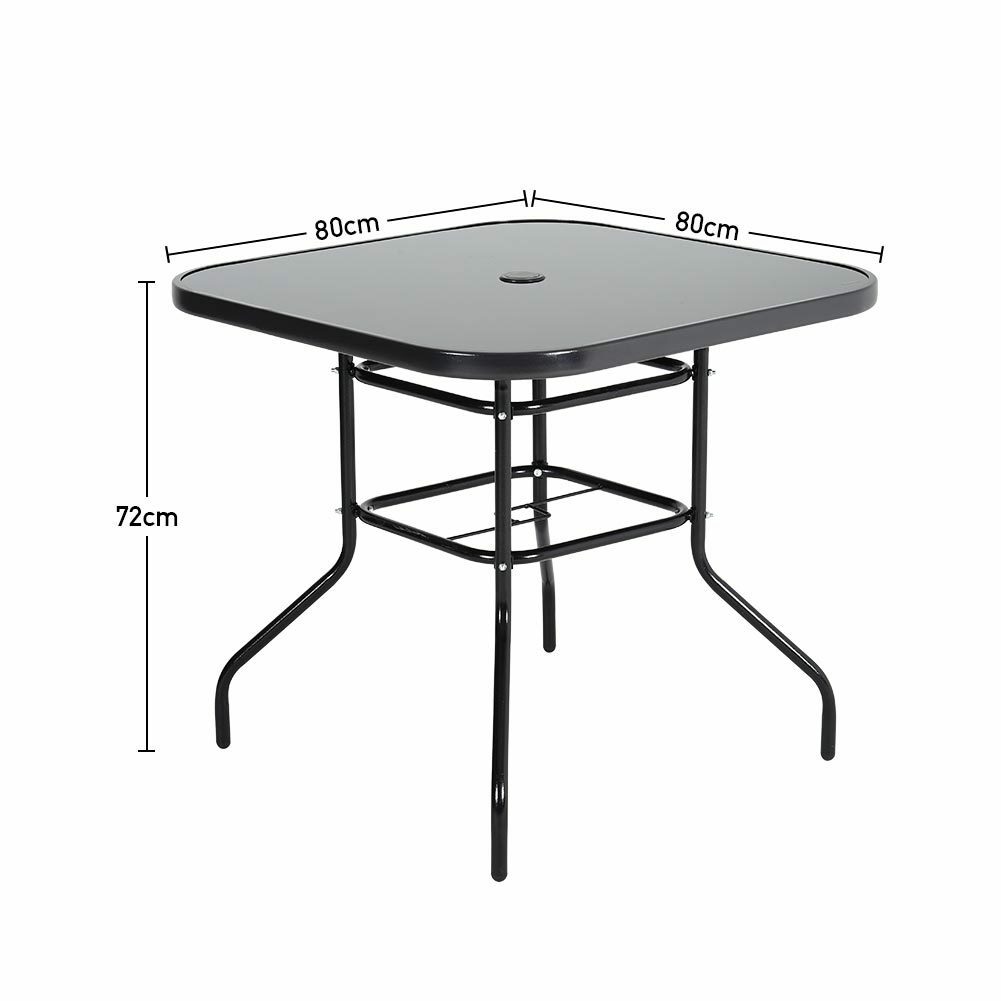 Garden Glass Bistro Dining Table Outdoor Patio Tables Metal Frame